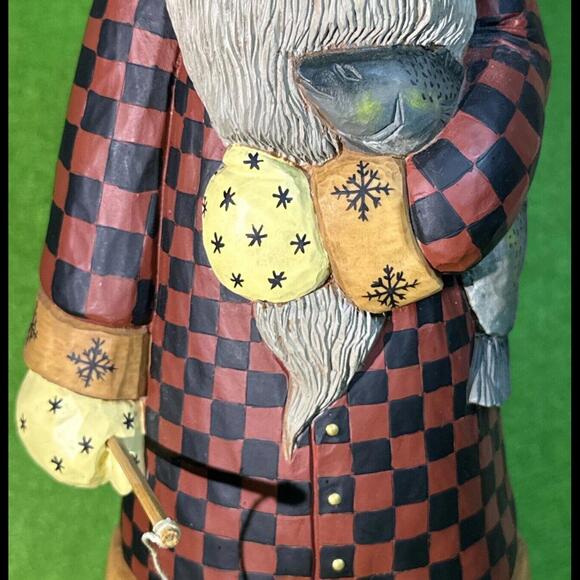 Williraye Studios Folk Art ~ 15" NORTHWOODS SANTA (Polar Bear Cap) WW2532 NIB - Picture 3 of 9